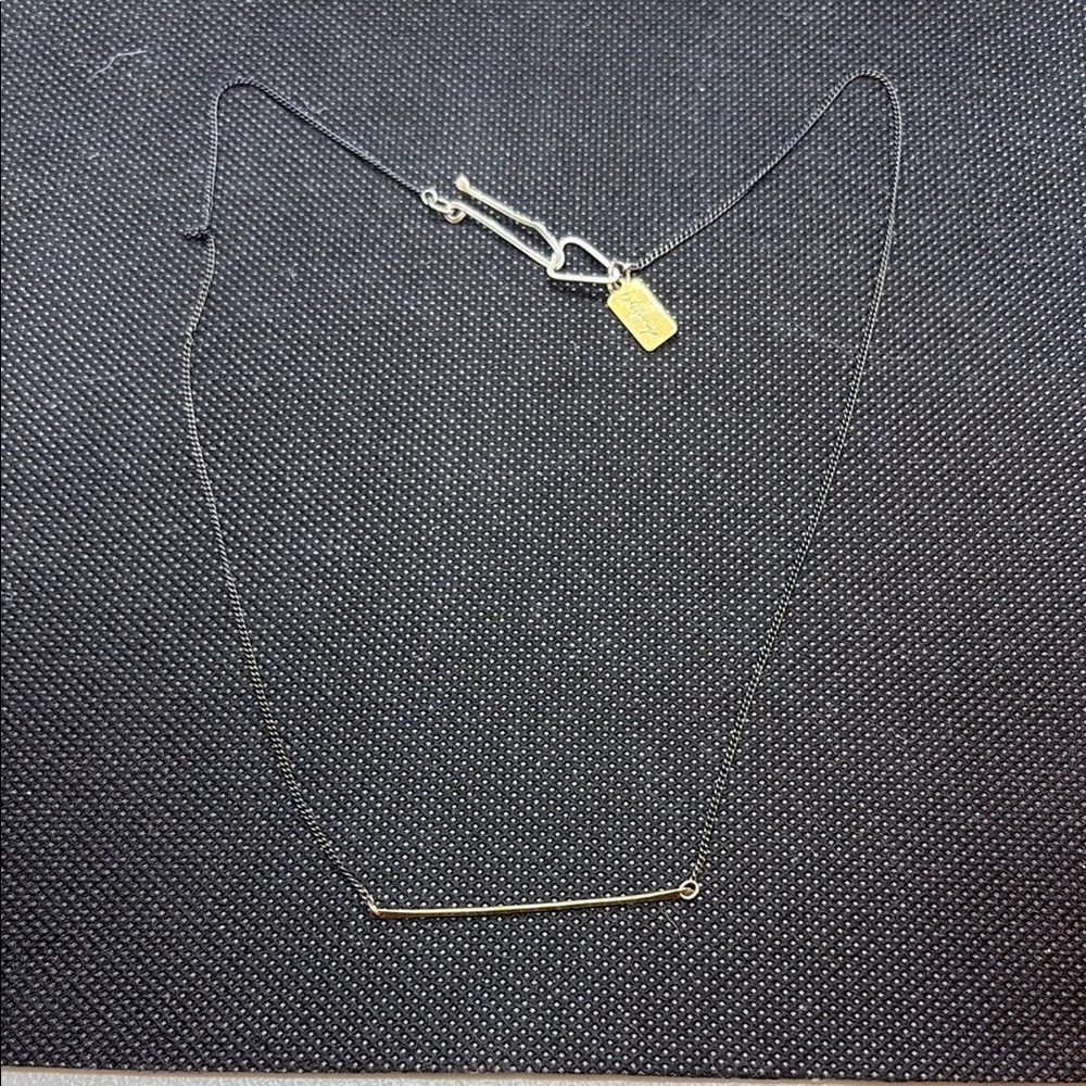 Betsy & Adam Mixed Metal Gold Bar, Silver Clasp, Gunmetal Chain Necklace